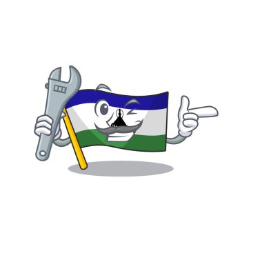 Tamirci bayrağı lesotho çizgi film sandalyesine yerleştirilmiş.