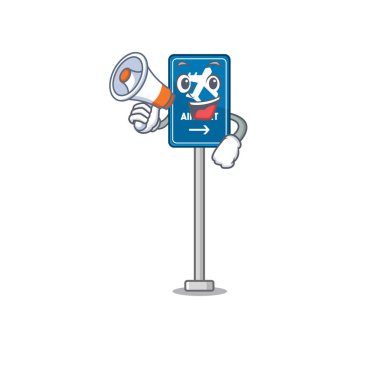 Maskotla izole edilmiş megafon havaalanı tabelasıyla