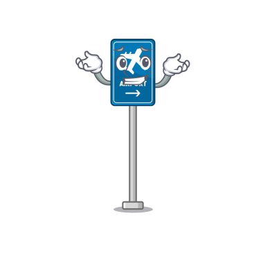 Çizgi film duvarına sırıtan havaalanı tabelası