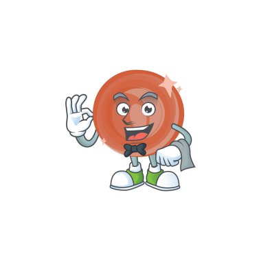 Garson, beyaz arka planda bronz sikke karikatürü