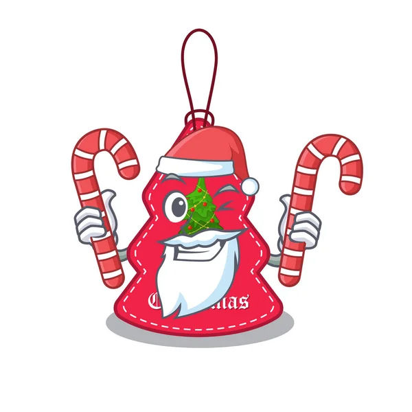 Père Noël avec des étiquettes de Noël bonbons accroché sur les murs de dessin animé — Image vectorielle