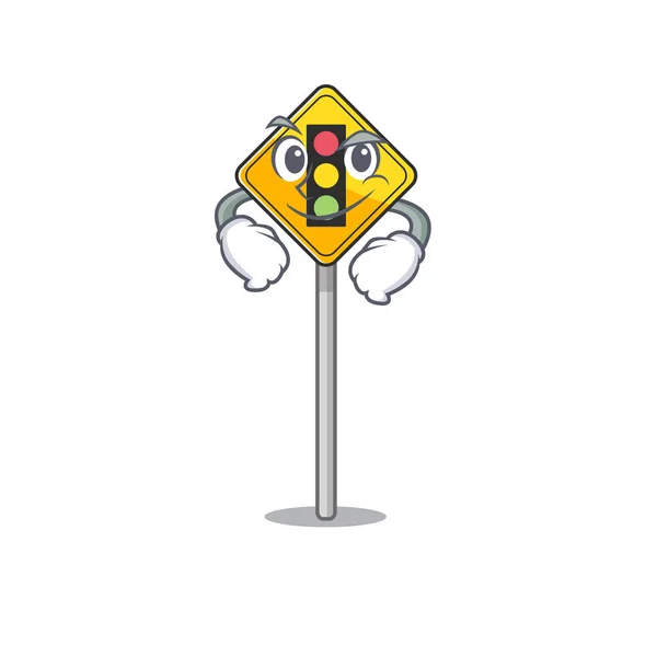 Smirking traffic light ahead isolated with cartoon — Stock Vector