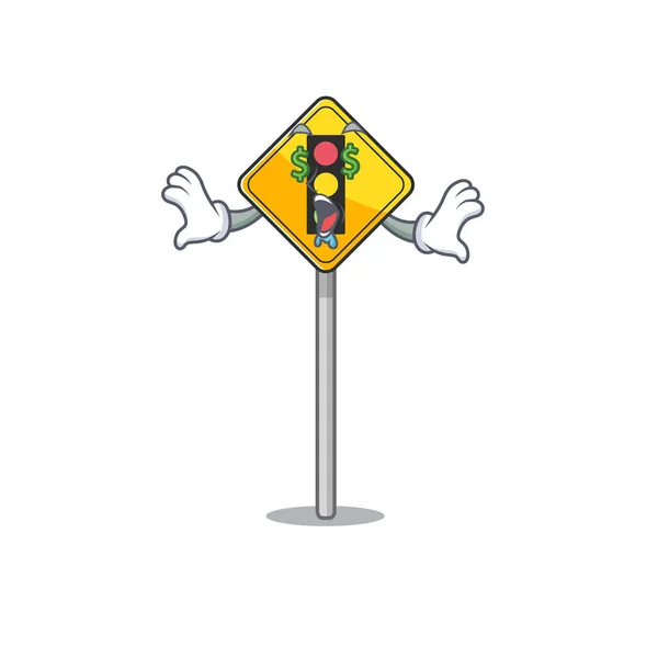 Money eye traffic light ahead on roadside characters — Stock Vector