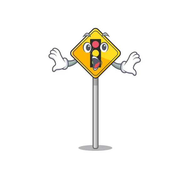 Surprised traffic light ahead in shape mascot — Stock Vector