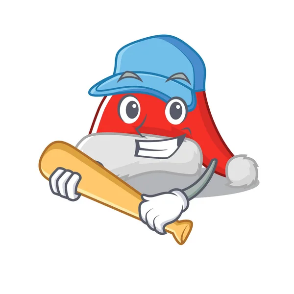 Baseball Mikulás kalapot játszik elszigetelve a kabalában. — Stock Vector