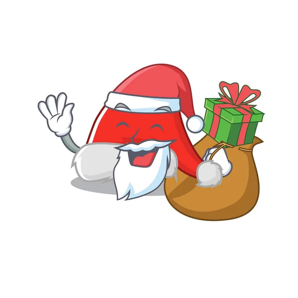 Père Noël avec cadeau santa chapeau se replie sur le tiroir de caractère — Image vectorielle