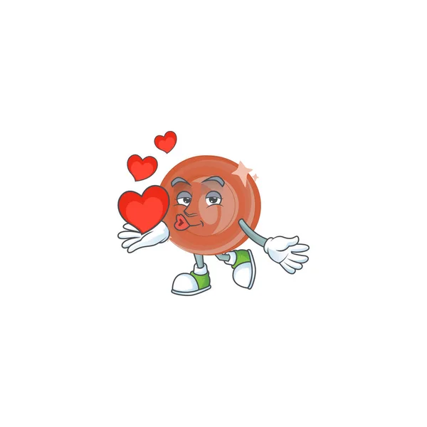 With heart bronze coin cartoon on white background — ストックベクタ