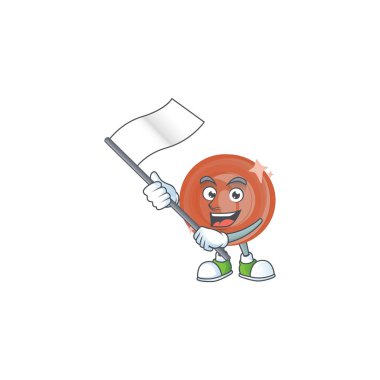 Bayrak bronz sikke çizgi film karakteri maskot tarzıyla.