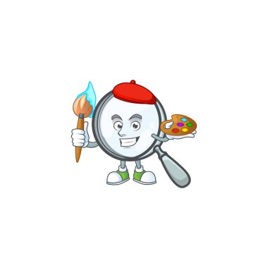 Boyacı tasarımı büyütme cam çizgi film karakteri tarzı.