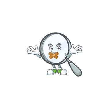 Maskotlu sessiz büyüteç çizgi film karakteri.