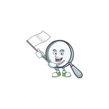 Bayrak büyütücü cam karikatür karakteri ve maskot.