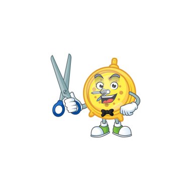 Çizgi film karakterinde berber tasarımı alarm saati