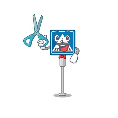 Karakter masasında berber oyuncağı yaya geçidi tabelası