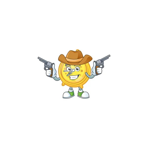 Cowboy design despertador em personagem de desenho animado — Vetor de Stock