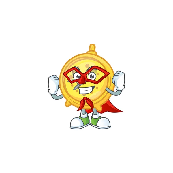 Σούπερ ήρωας ξυπνητήρι χαρακτήρα κινουμένων σχεδίων με μασκότ — Διανυσματικό Αρχείο