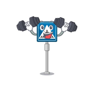 Karakter masasında spor oyuncağı yaya geçidi tabelası