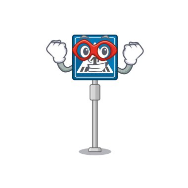 Çizgi filmde izole edilmiş süper kahraman yaya geçidi tabelası.