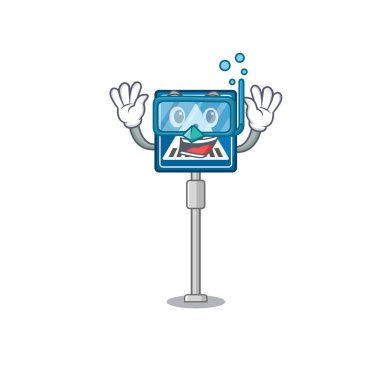 Karikatürde izole edilmiş yaya geçidi işareti