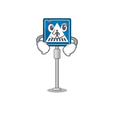 Çizgi filmde izole edilmiş, sırıtan yaya geçidi işareti.