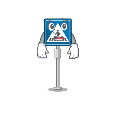 Maskotlu minyatür yaya geçidi tabelası.