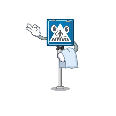 Maskotlu minyatür yaya geçidi tabelası.