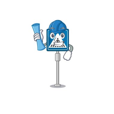 Mimari yaya geçidi işareti çizgi filmde izole edildi