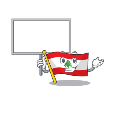 Lübnan bayrağı getir. Maskotu karikatürü izole et.