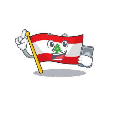 Lübnan telefon bayrağıyla karikatürü izole ettik.