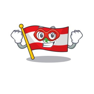 Süper kahraman Lübnan bayrağı maskot direğinin üstünde yükseliyor.