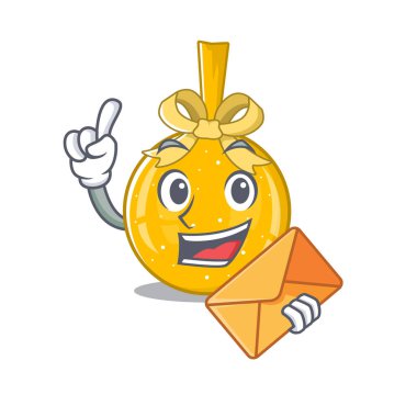 Zarfla birlikte noel balosu altın şekilli çizgi film