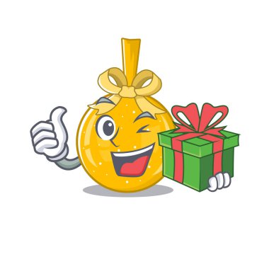 Bir karakterin üzerinde altın bir Noel balosuyla