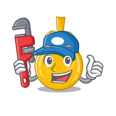 Tesisatçı altın noel topları karikatür duvarlar asıyordu.