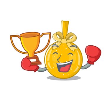 Boks şampiyonu altın noel topları karikatür duvarlar asıldı.