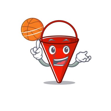 Çizgi filmdeki basketbol kovası maskotuyla