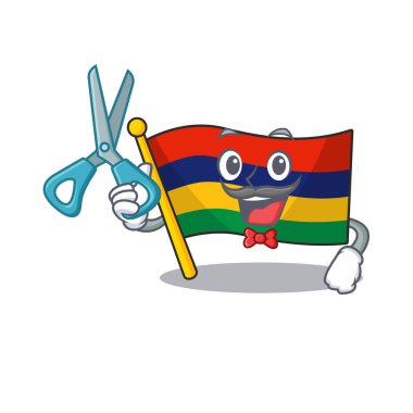 Berber bayrağı Mauritius karakteri çizgi filmi izole etti.