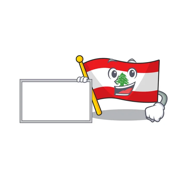 Z pokładzie flagi Liban maskotka izolowane kreskówki — Wektor stockowy