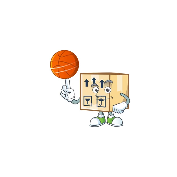 Avec boîte de basket-ball en carton fermé pour l'emballage de marchandises — Image vectorielle