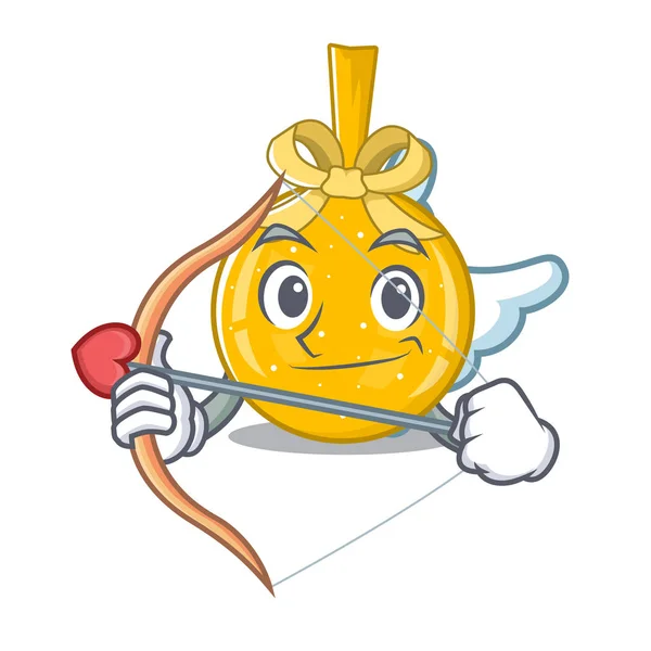 Bola Natal Cupid emas terisolasi maskot - Stok Vektor