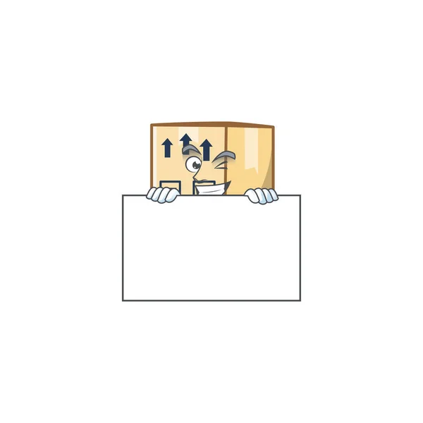 Grinning with board box cardboard close for goods packaging — ストックベクタ