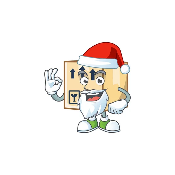 Weihnachtsmann Karton schließen Quadrat in Charakter-Maskottchen — Stockvektor