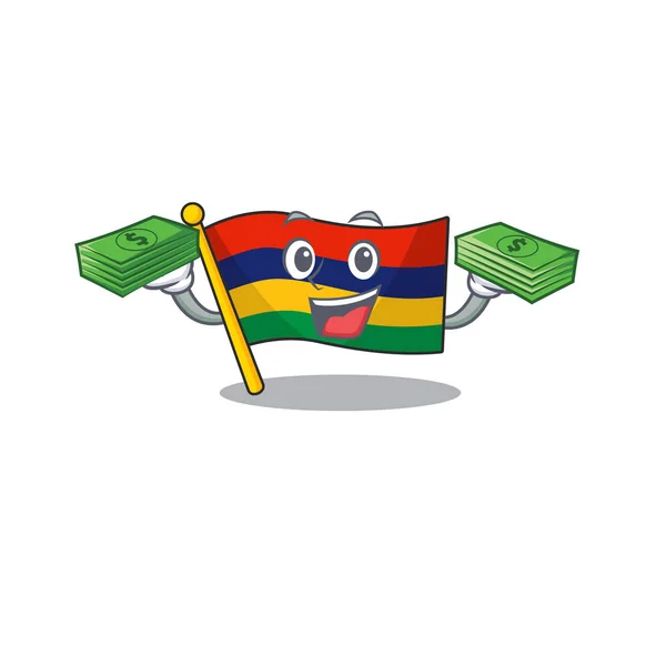 S peněžním sáčkem vlajka Mauricius uchováván v maskot skříni — Stockový vektor