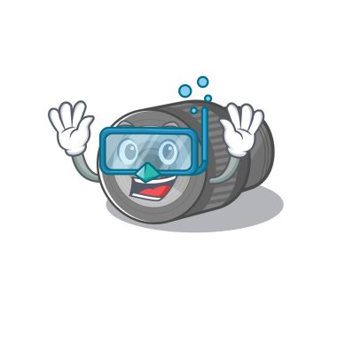 Çizgi film çantasında dalış lensi