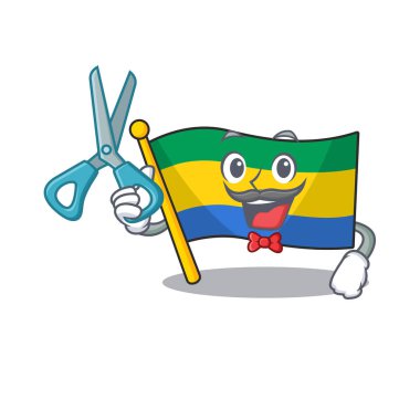 Çizgi film şekilli berber bayrağı.