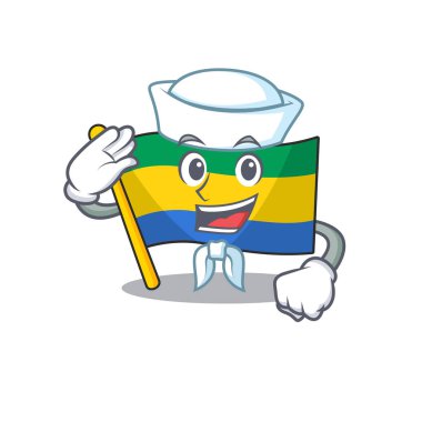 Sailor flag gabon with the cartoon shape vector