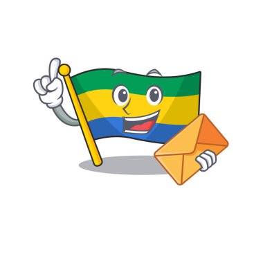Maskot direğinde dalgalanan zarflı Gabon bayrağıyla