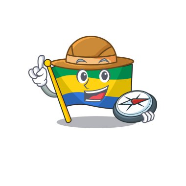 Explorer bayrak gabon karikatür izole