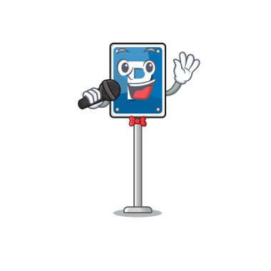 Şarkı söyleyen park işareti çizgi filmi maskotu soyutladı.