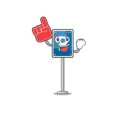 Köpük parmak park işareti karakteri çizgi filmi şekillendirir