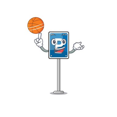 Çizgi film kenarındaki basketbol tabelasıyla.