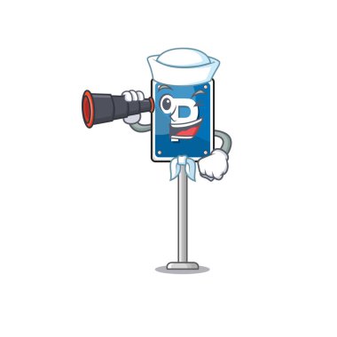 Dürbünlü park işareti olan denizci maskotu izole etti.